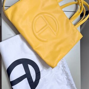 Telfar Yellow Tote Bag with Embossed Logo